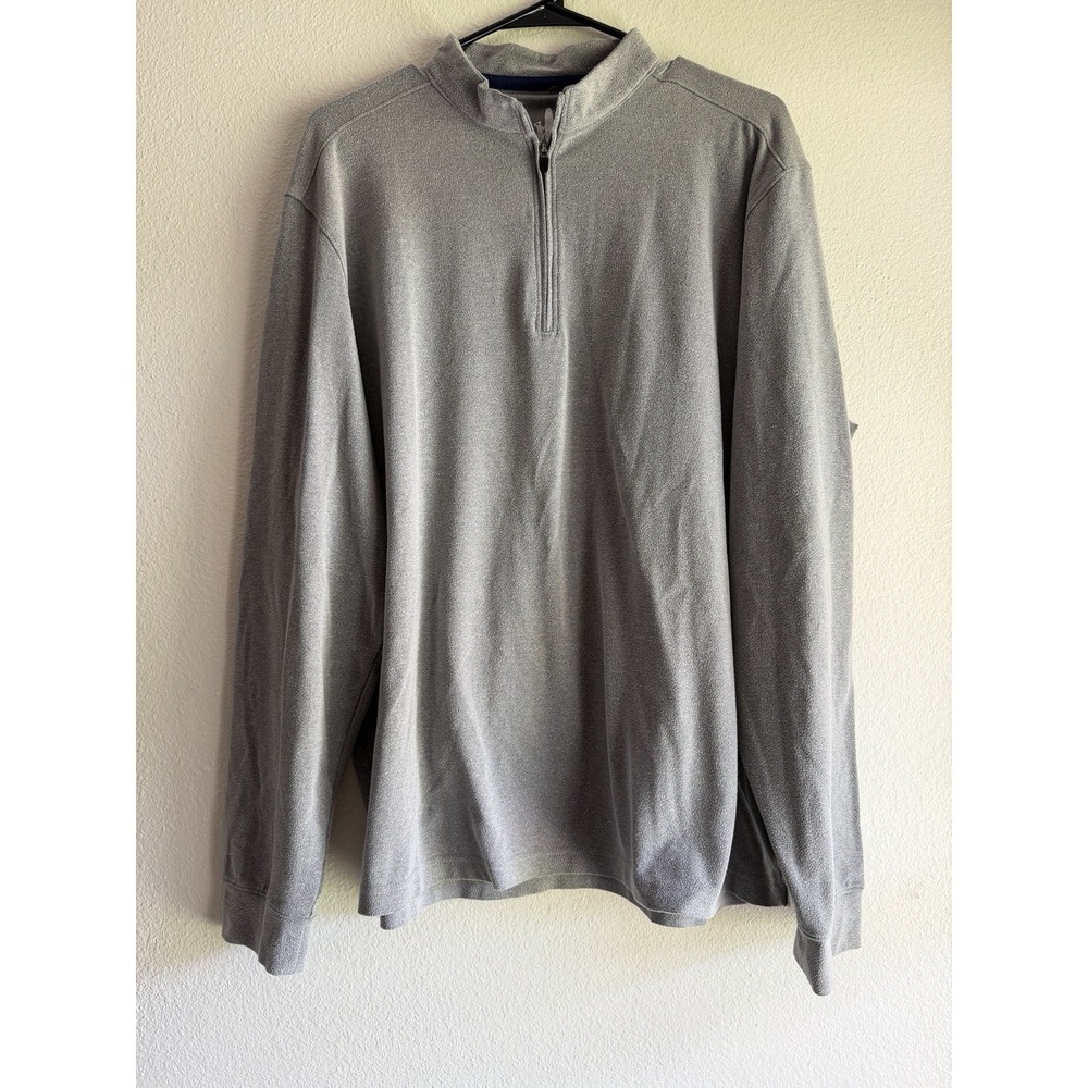 Johnnie-O 1/4 Zip‎ Collar Polo Long Sleeve Pullover - Men's Large Gray